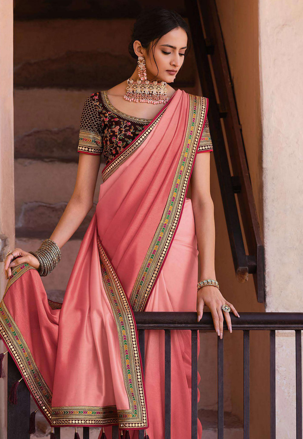 Pink Silk Saree With Blouse 243428