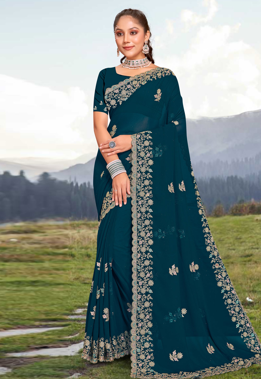 Black Georgette Saree With Blouse 267995