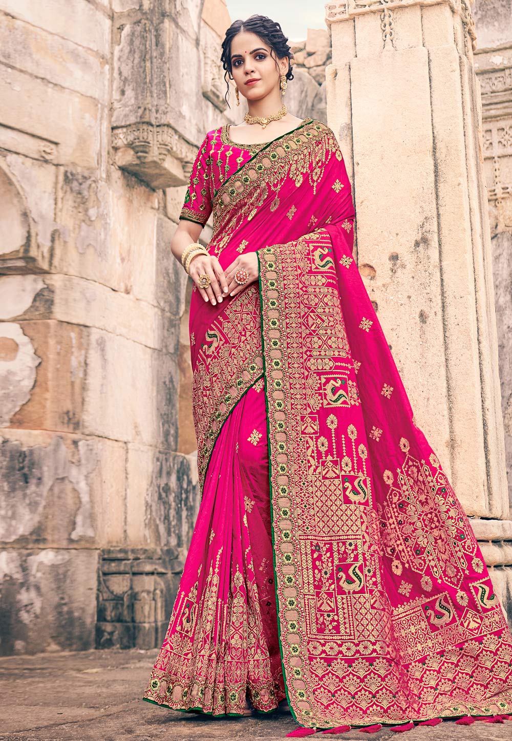 Magenta Shimmer Saree With Blouse 252843