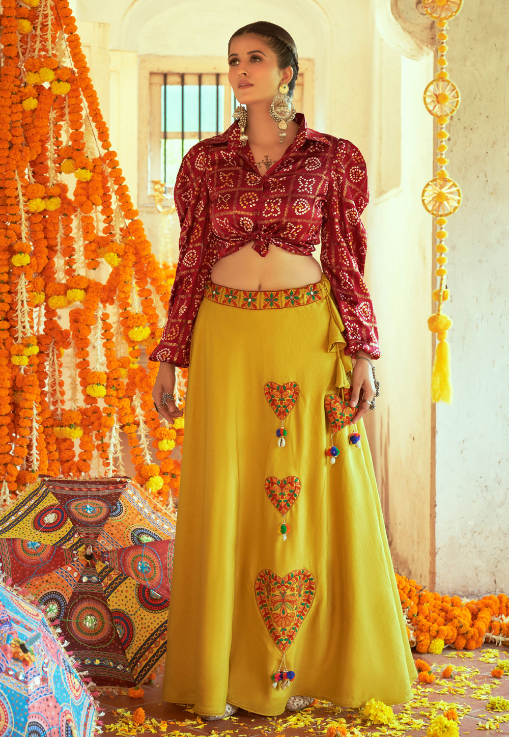 Mustard Yellow Sequin Lehenga Choli – Roop Sari Palace