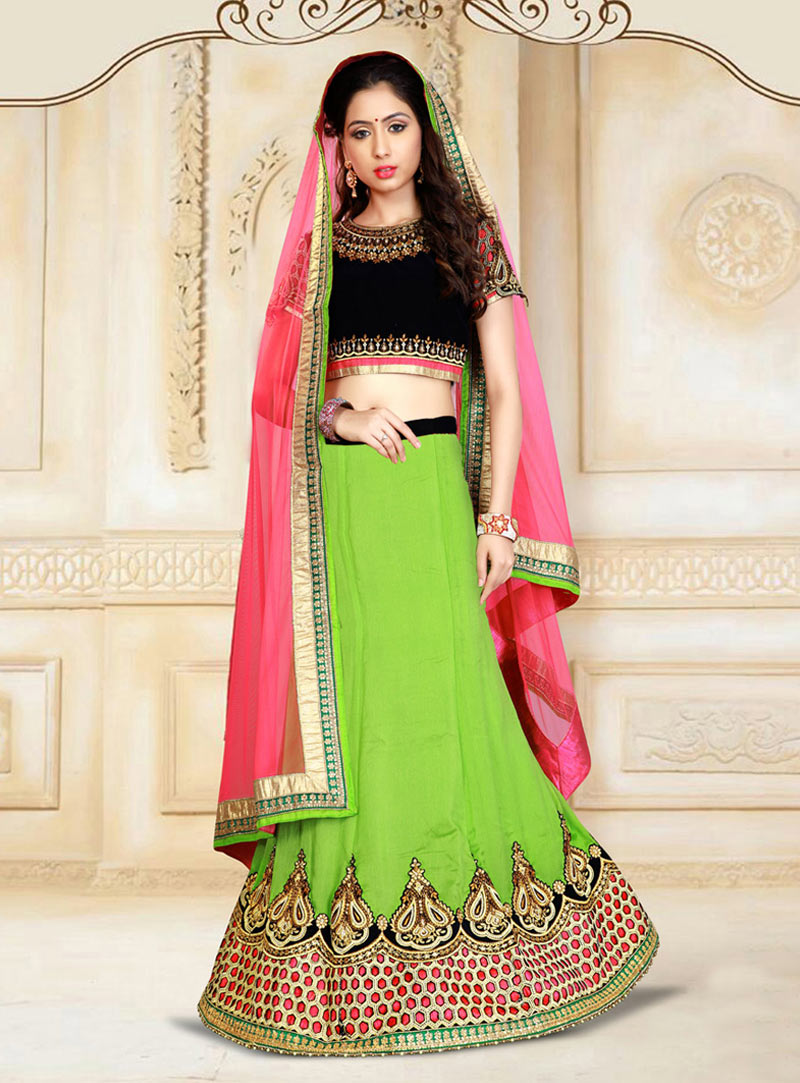 Green Silk Wedding Lehenga Choli 77143