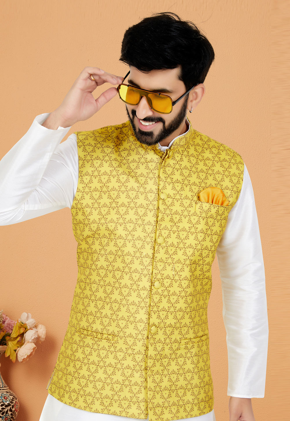 Art Silk Fabric Festival Wear White Color Kurta Pyjama With Pink Jacke |  Festival wear, Silk fabric, Silk bottoms