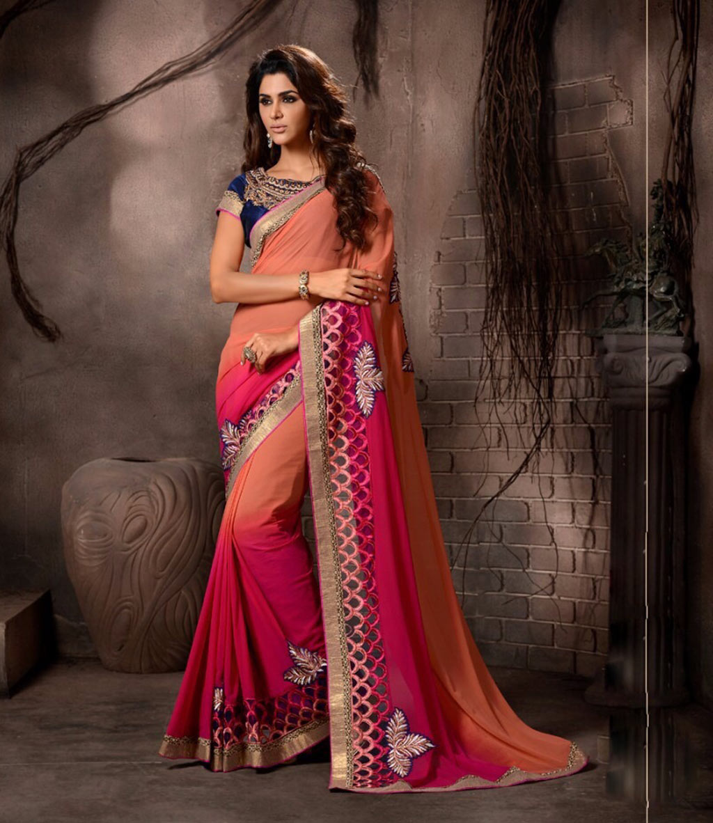 Peach Georgette Party Wear Saree 62934