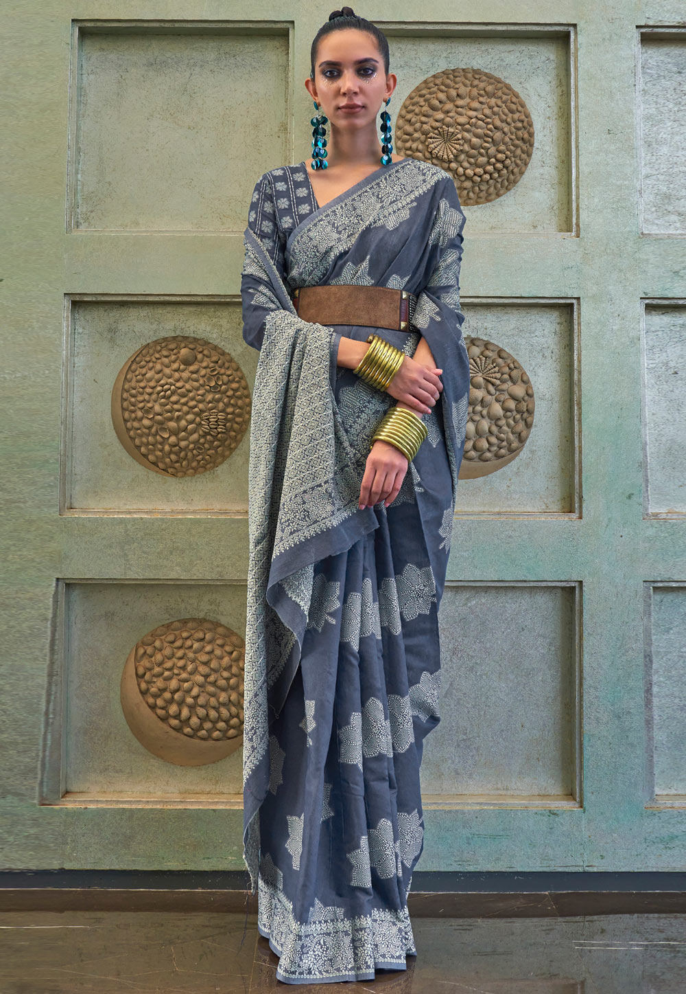 Blue Cotton Saree With Blouse 268454
