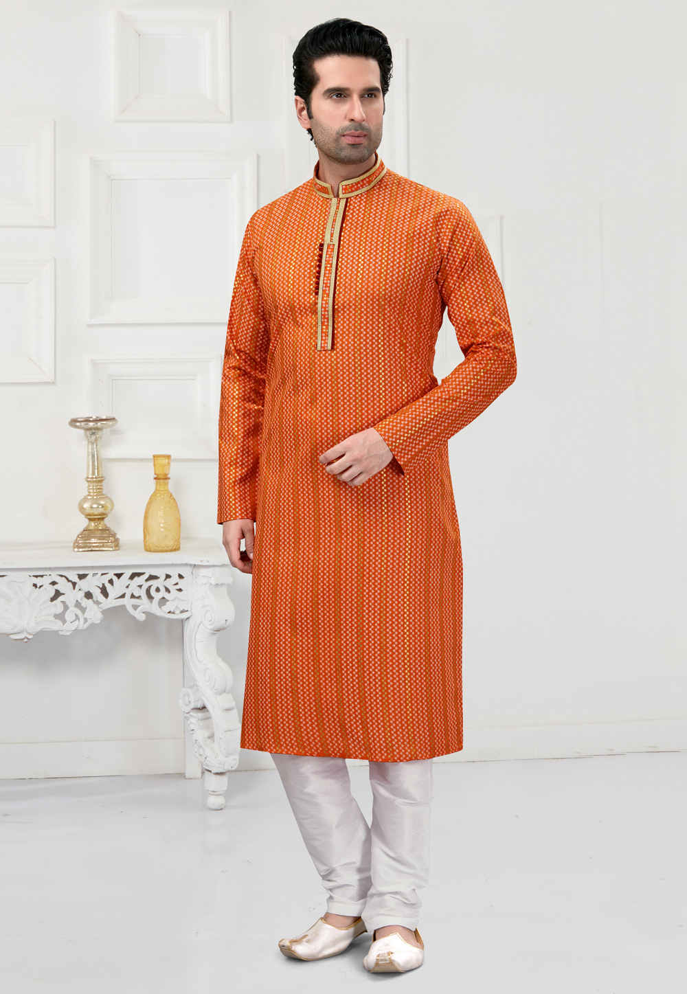 Orange Cotton Kurta Pajama 241592