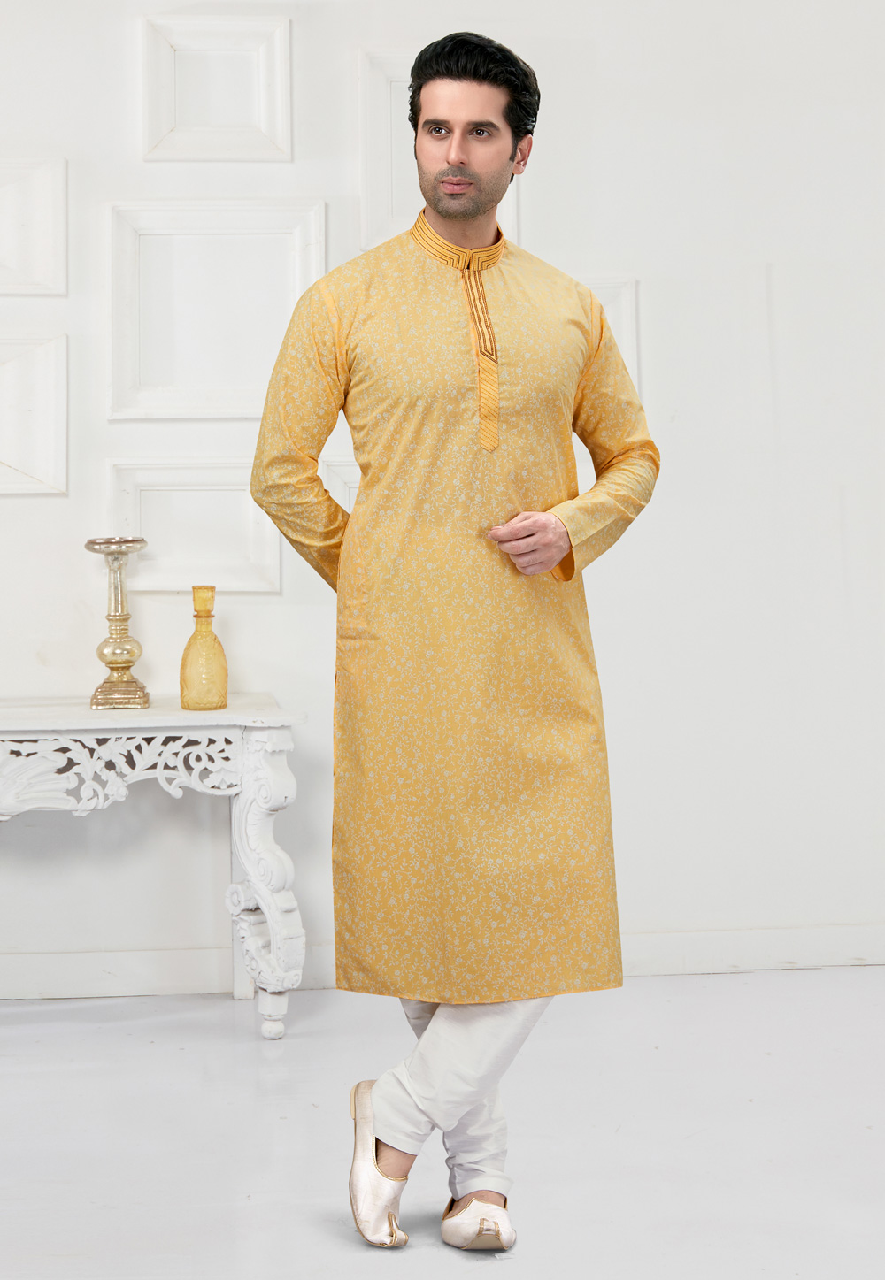 Yellow Cotton Kurta Pajama 241593