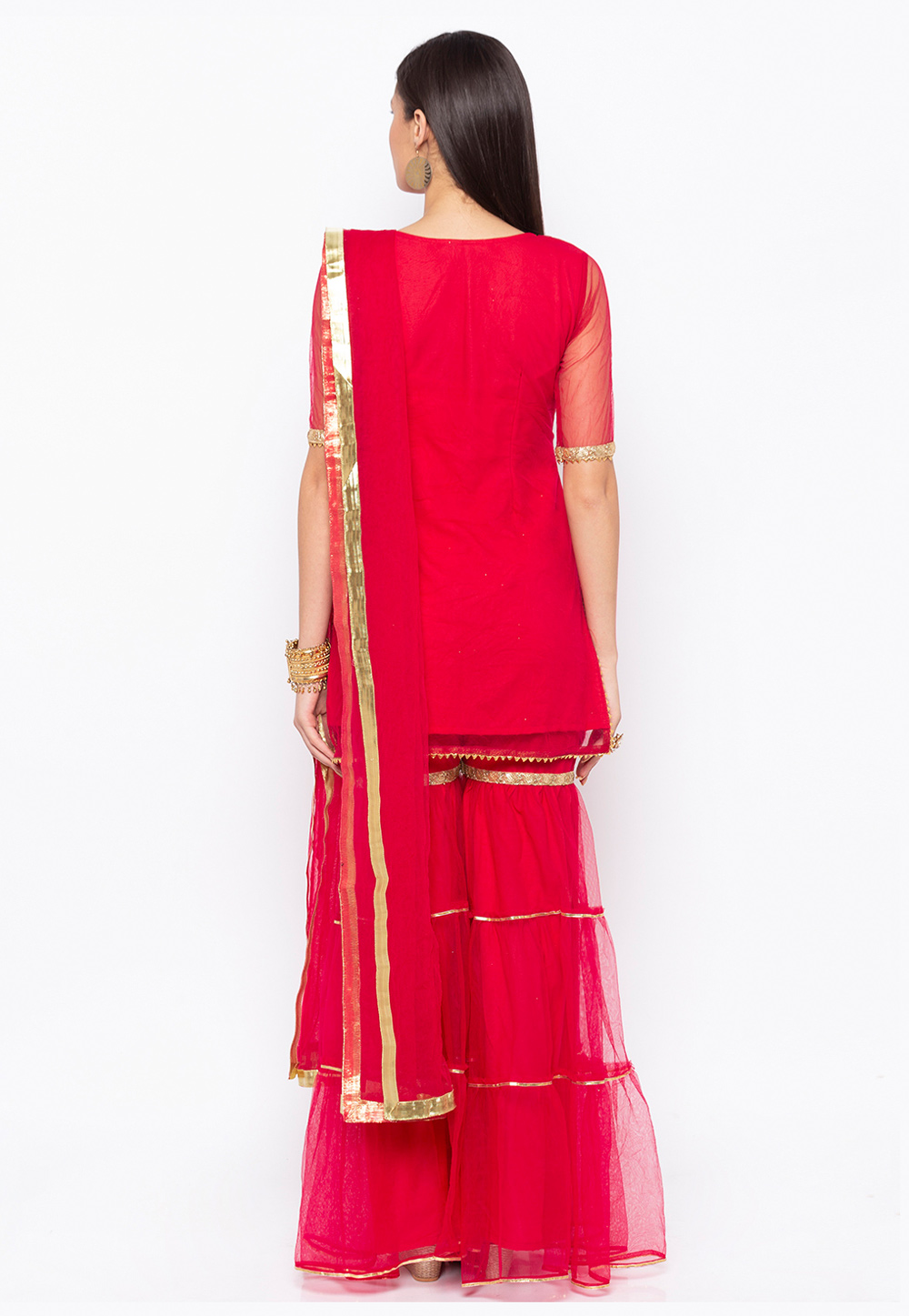 Elegant Cotton Kurti with Sharara and Dupatta – Mina Designer Collection