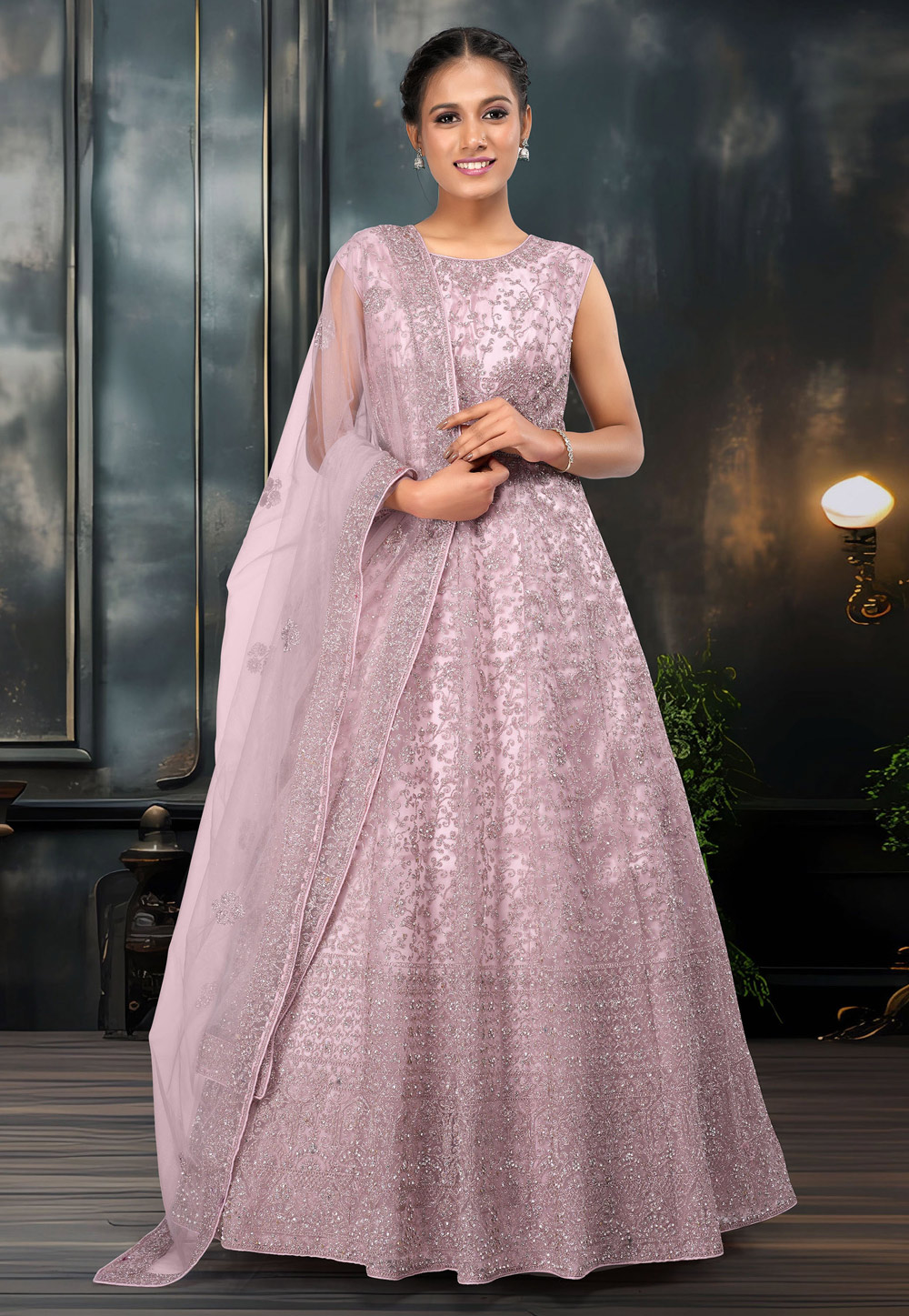 Buy Baby Pink Embroidered Georgette Designer Anarkali Suit | Anarkali Suits