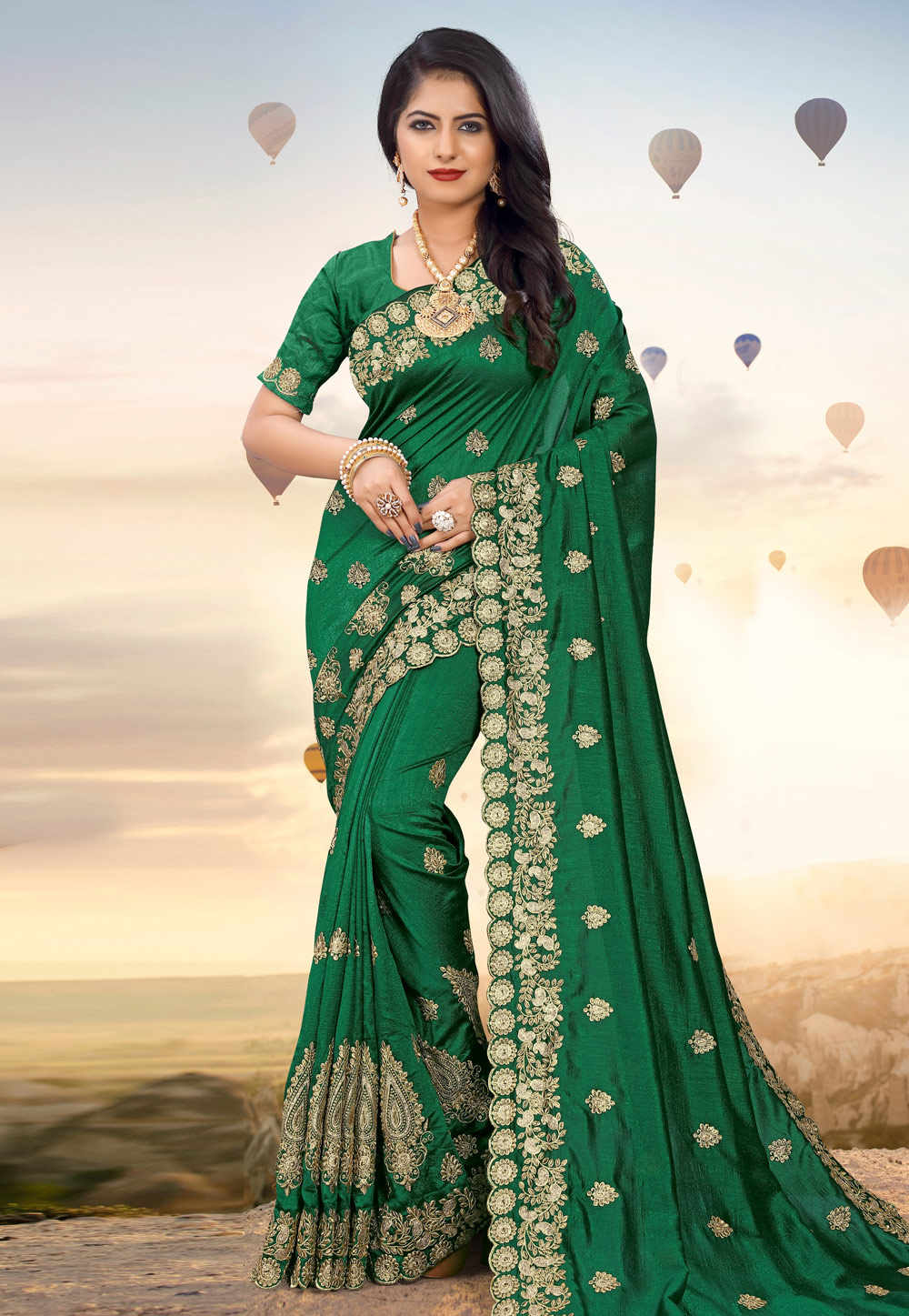 Green Silk Saree With Blouse 203235
