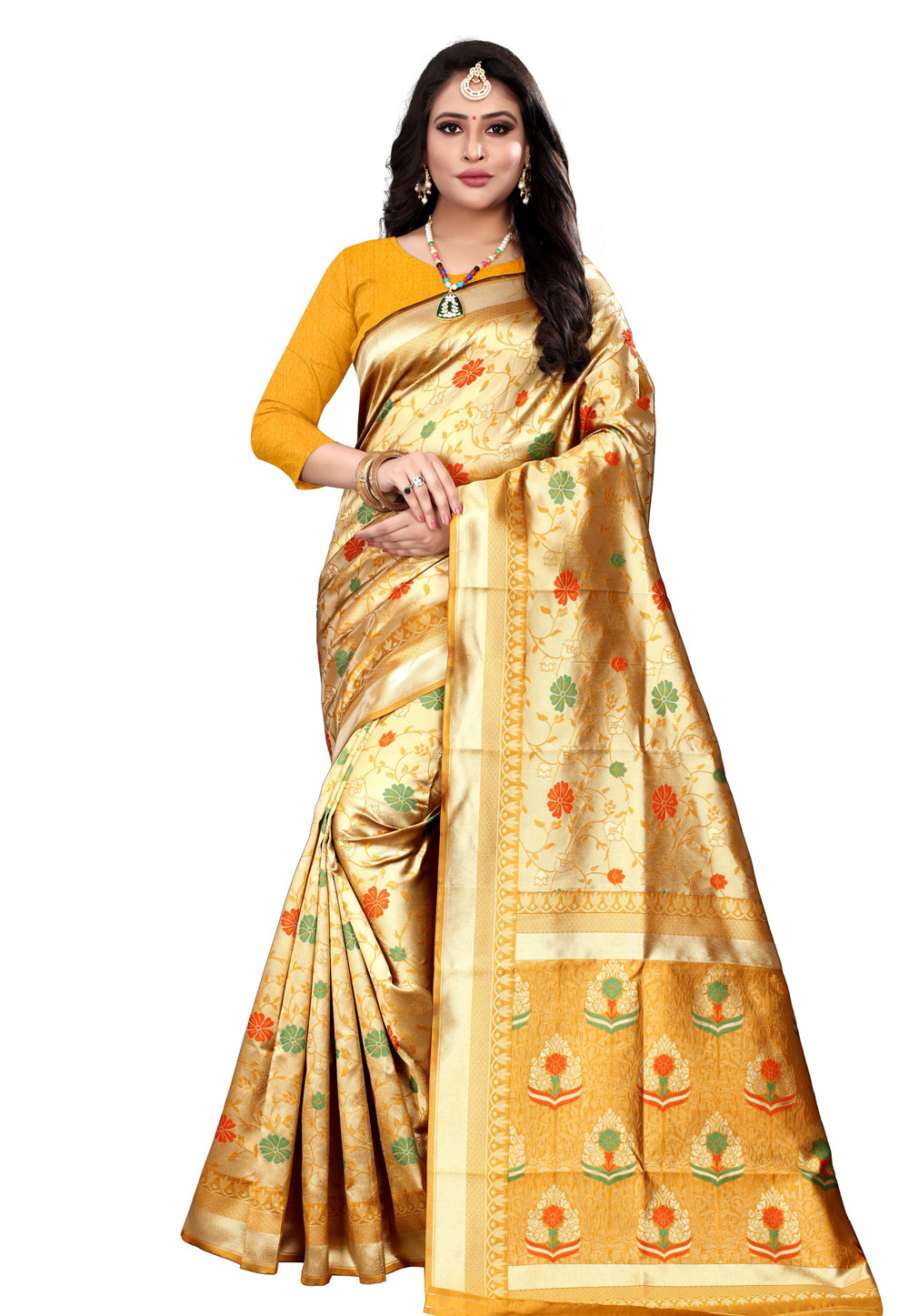 Yellow Banarasi Silk Festival Wear Saree 198561