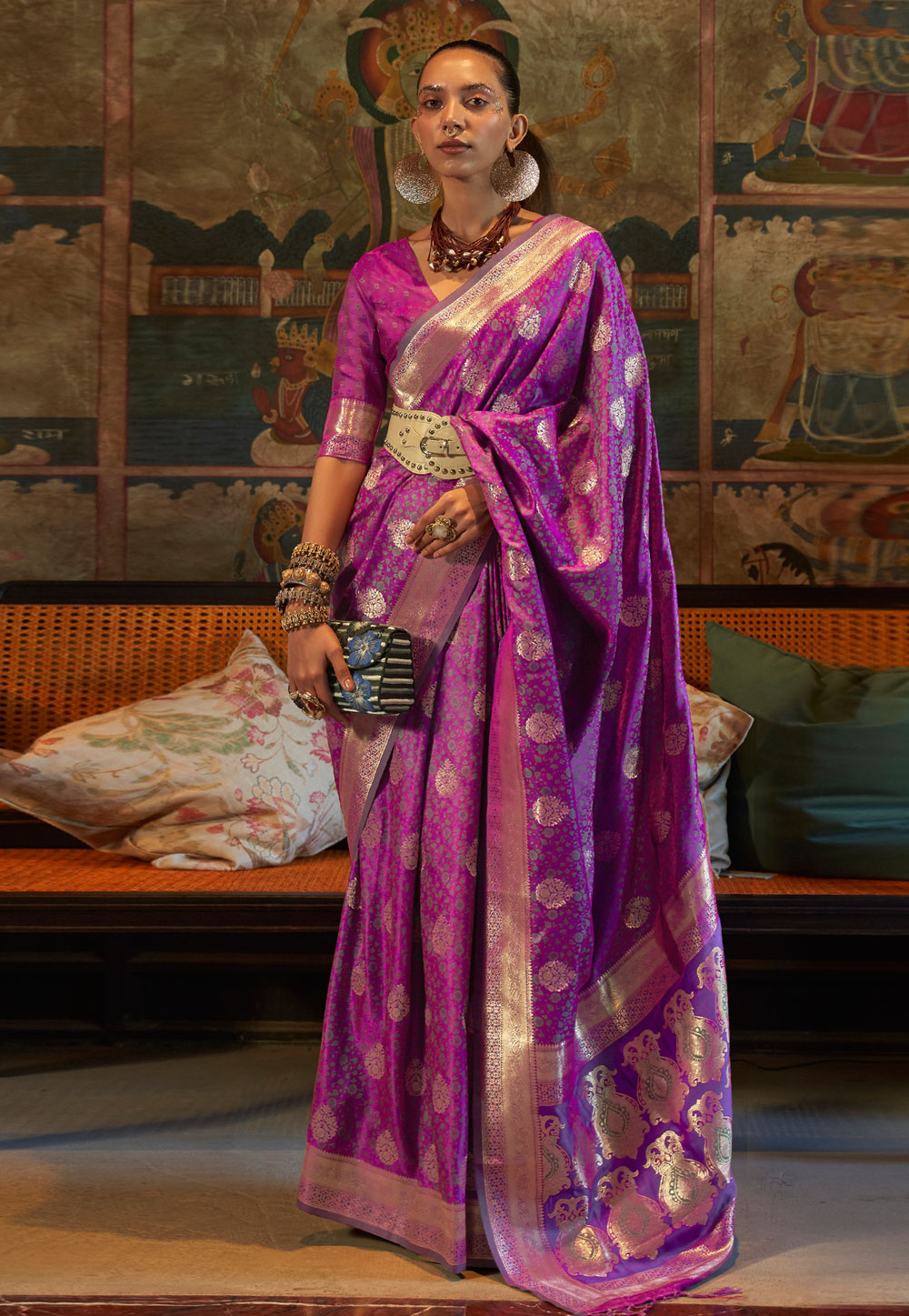 Violet Silk Saree With Blouse 269390