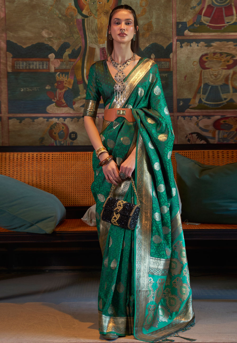Green Silk Saree With Blouse 269391