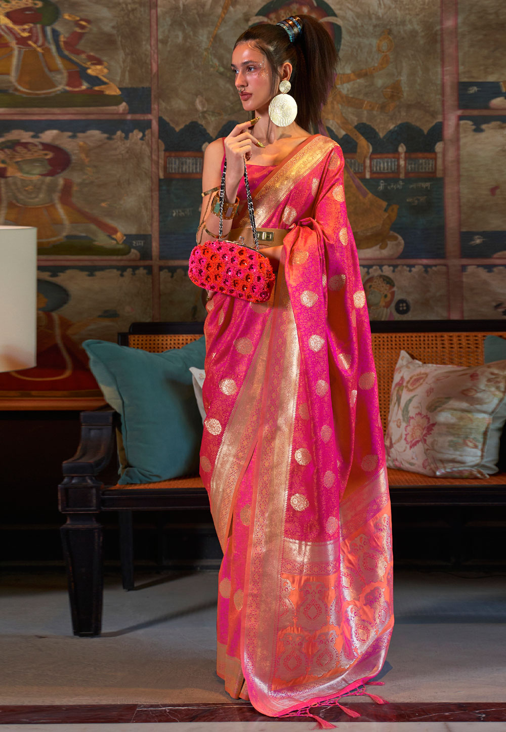 Pink Silk Saree With Blouse 269393