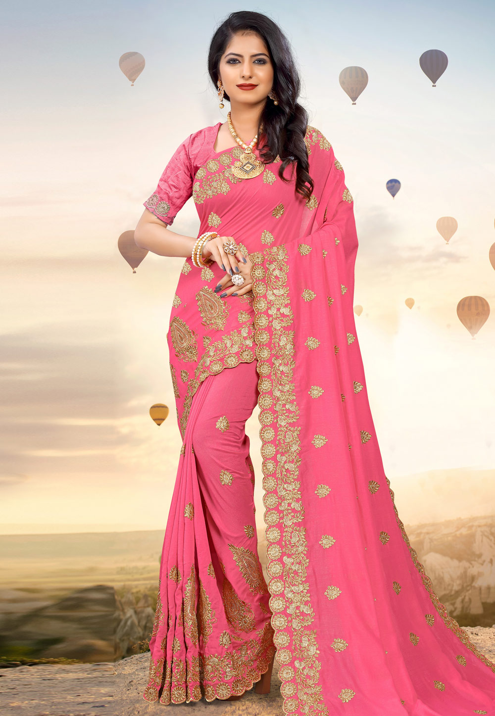 Pink Silk Saree With Blouse 203239