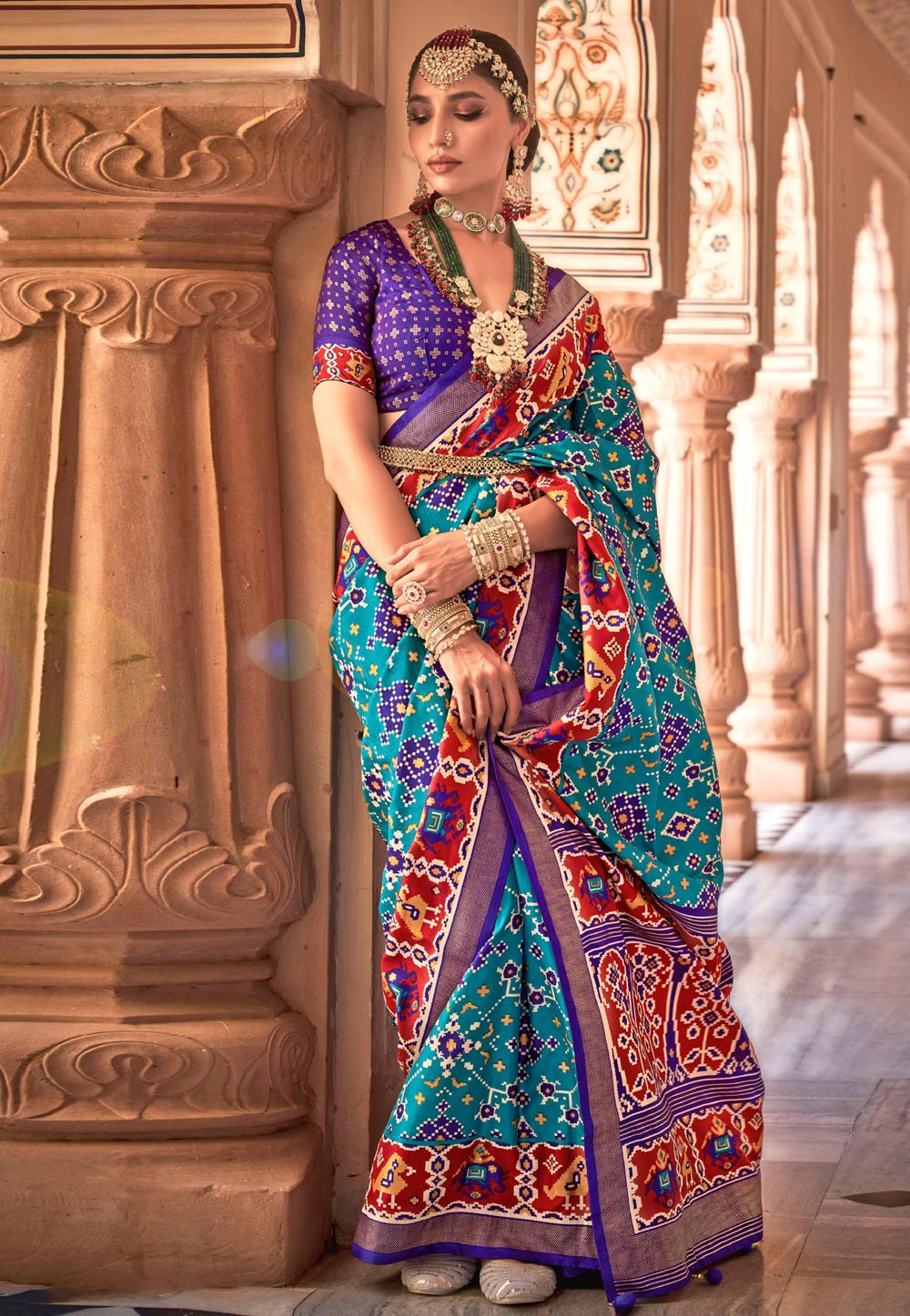 Turquoise Silk Saree With Blouse 269649
