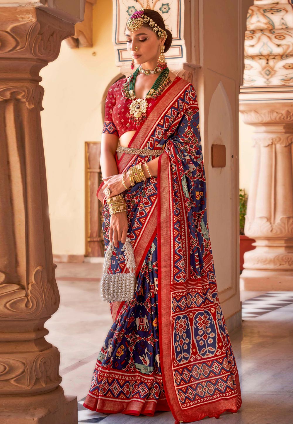 Navy Blue Silk Patola Saree 269652