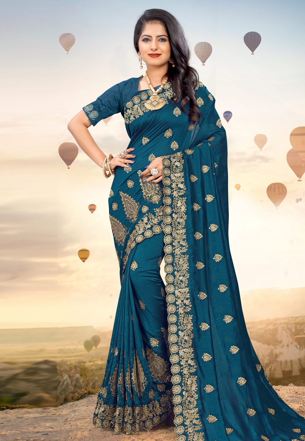 Blue Silk Festival Wear Saree 203240
