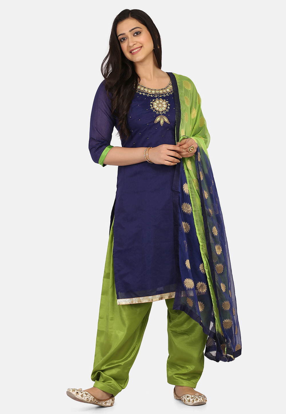 Navy Blue Cotton Punjabi Suit 228161