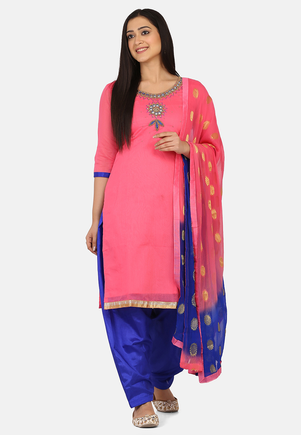 Pink Cotton Punjabi Suit 228163
