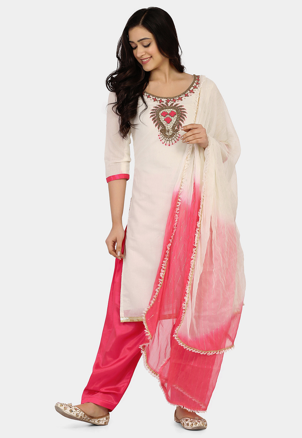 Off White Cotton Punjabi Suit 228165