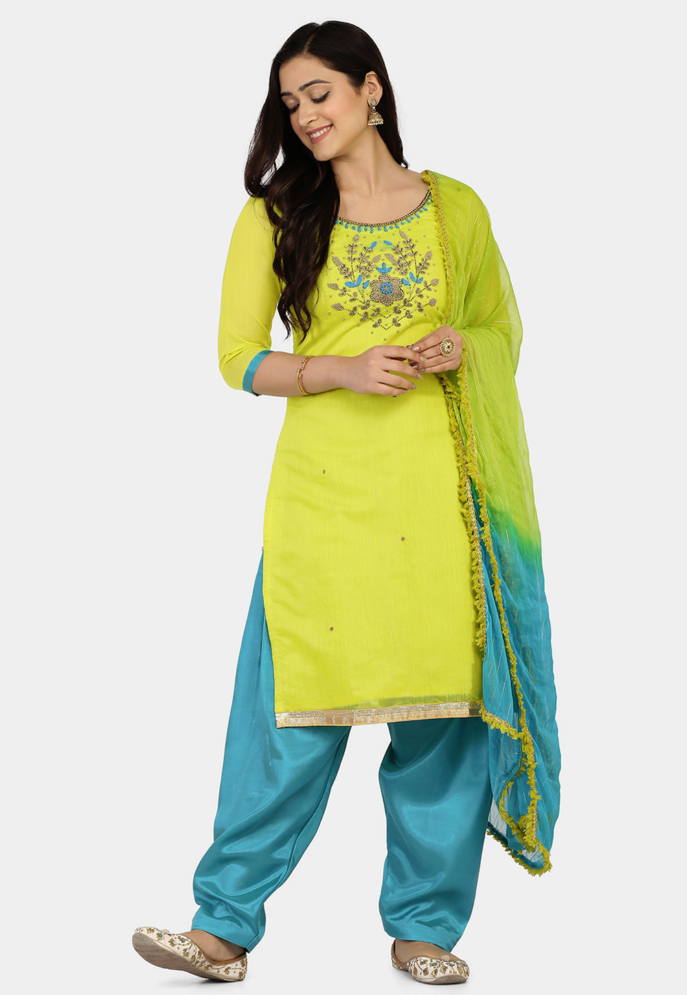 Light Green Cotton Punjabi Suit 228171