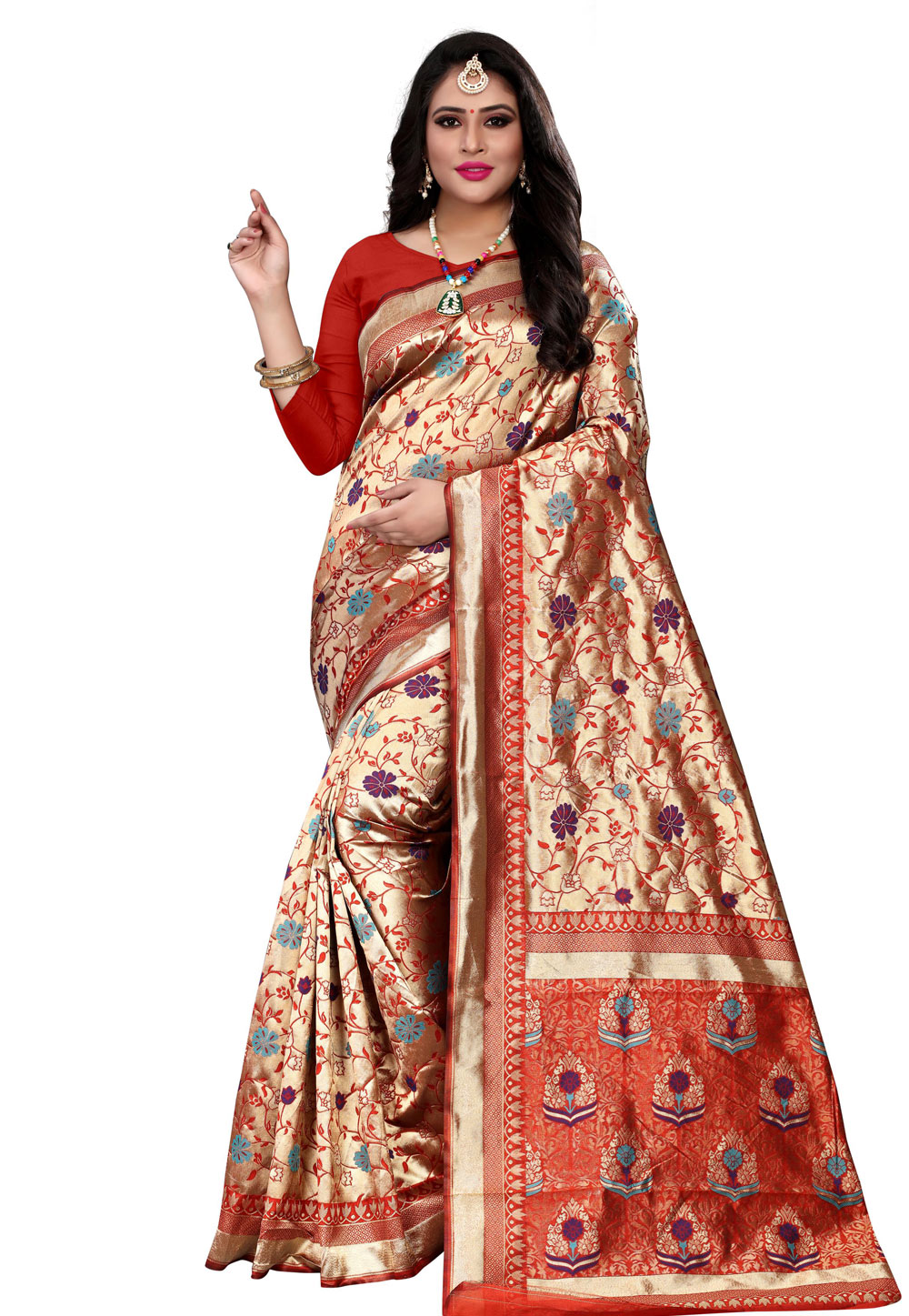 Red Banarasi Silk Festival Wear Saree 198563