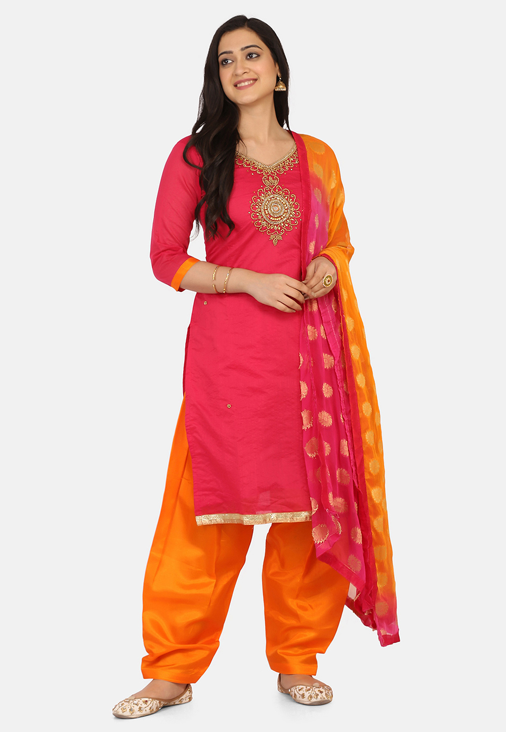 Pink Cotton Punjabi Suit 228175