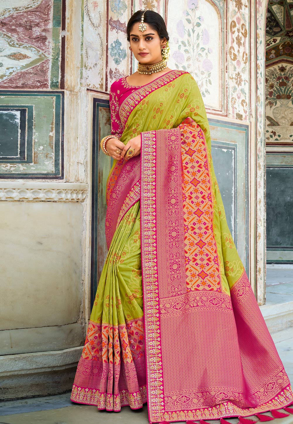 Light Green Silk Saree With Blouse 266734 