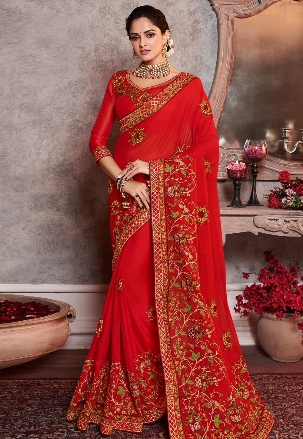 Red Silk Festival Wear Saree 196781