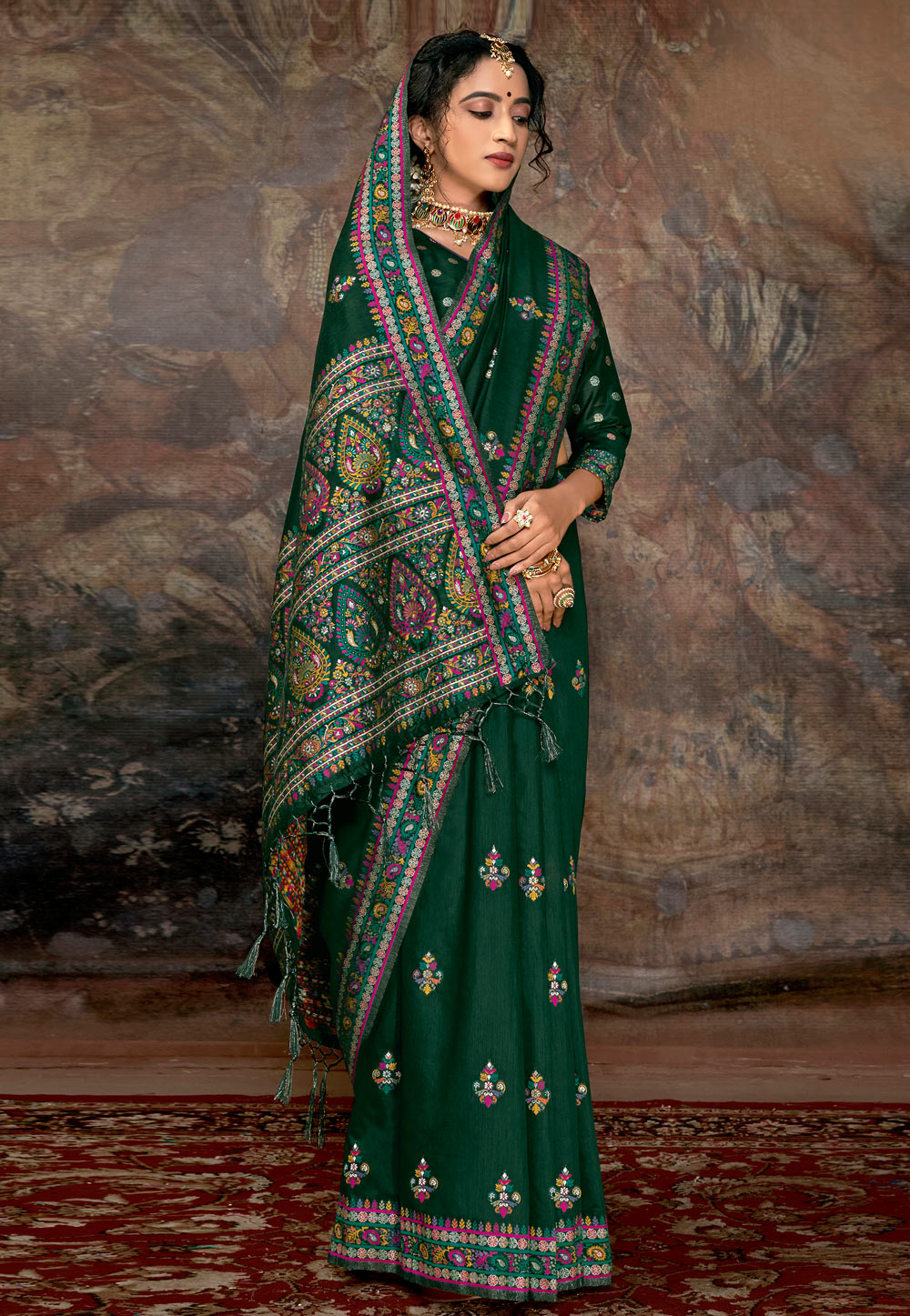 Green Banarasi Silk Festival Wear Saree 213704