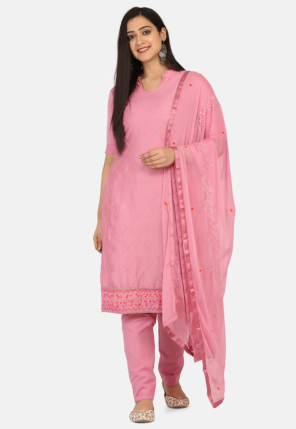 Pink Cotton Kameez With Pant 228598