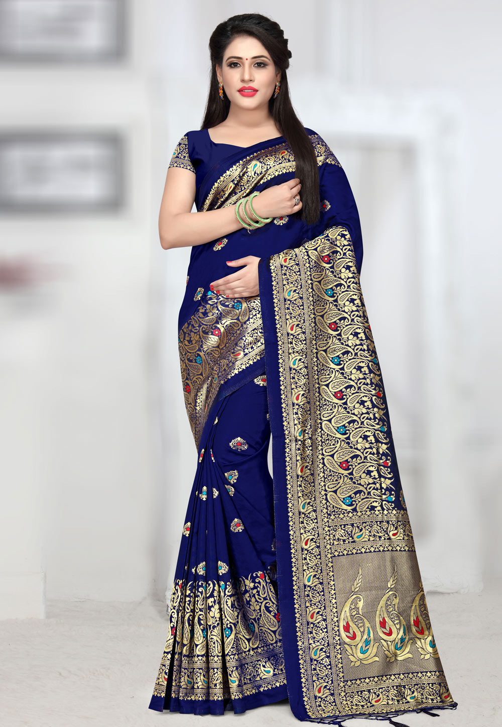 Blue Banarasi Silk Festival Wear Saree 161860