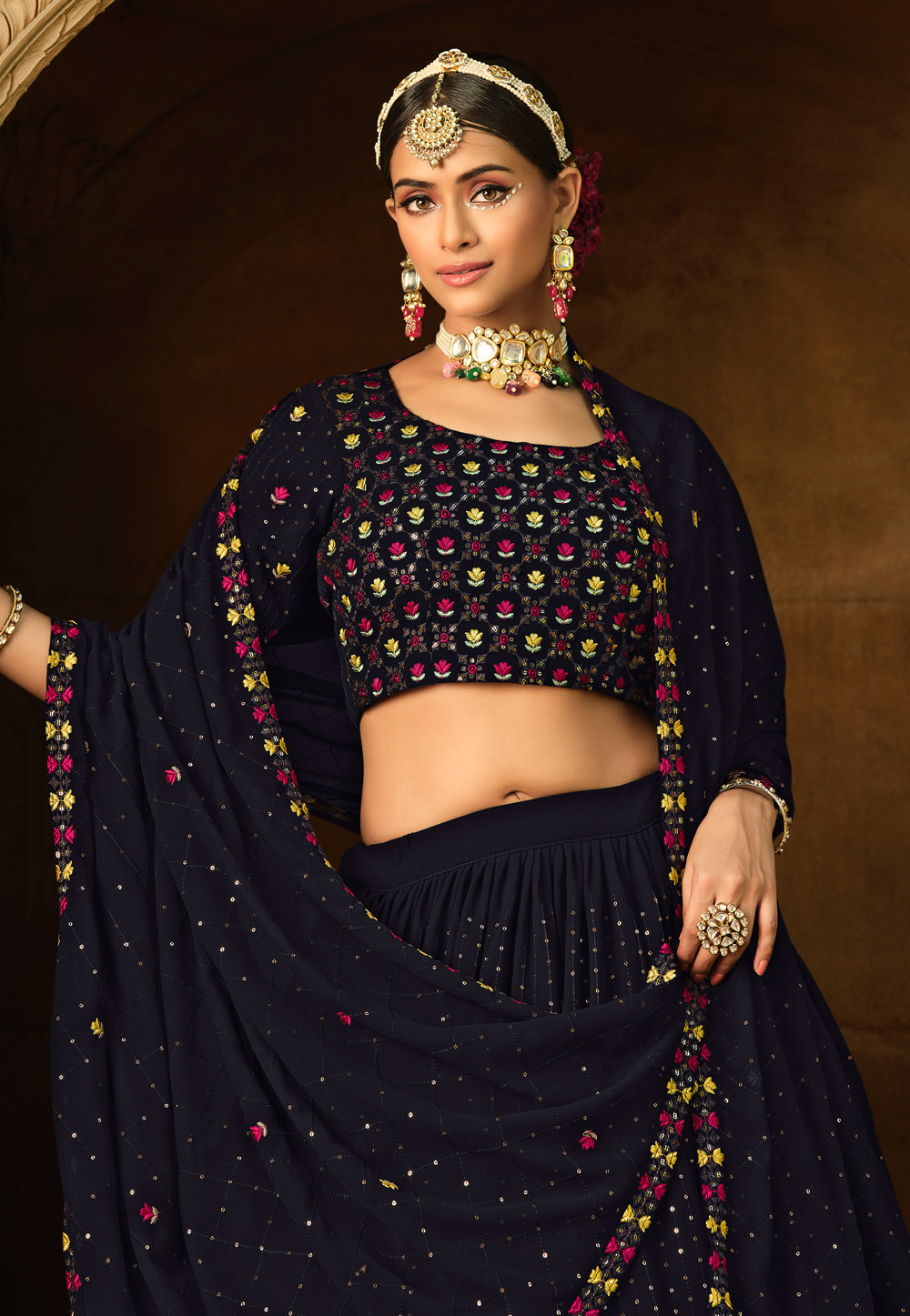 Black Organza Partywear Lehenga Online at Best Price - Rutbaa