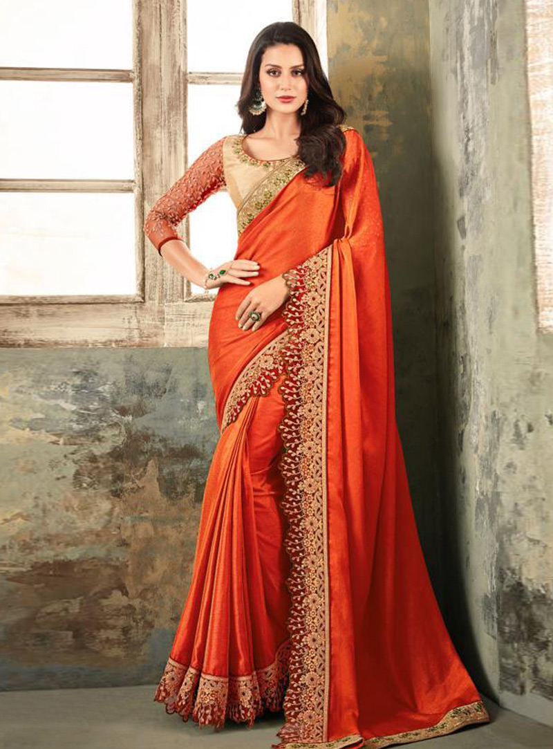Orange Silk Saree With Blouse 150928