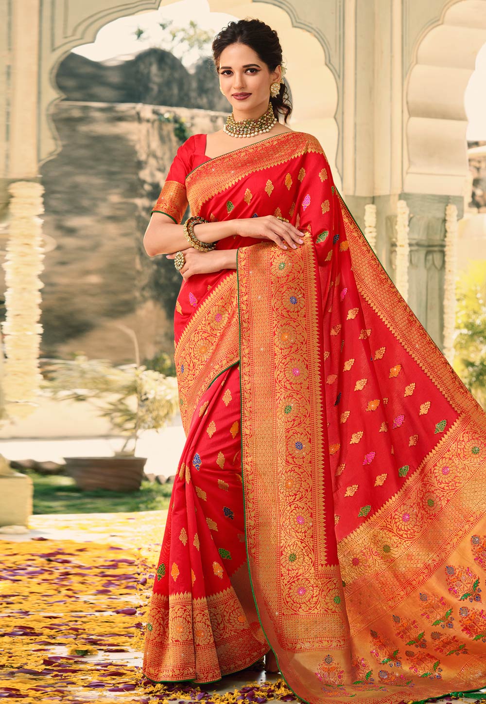 Red Silk Saree With Blouse 275902