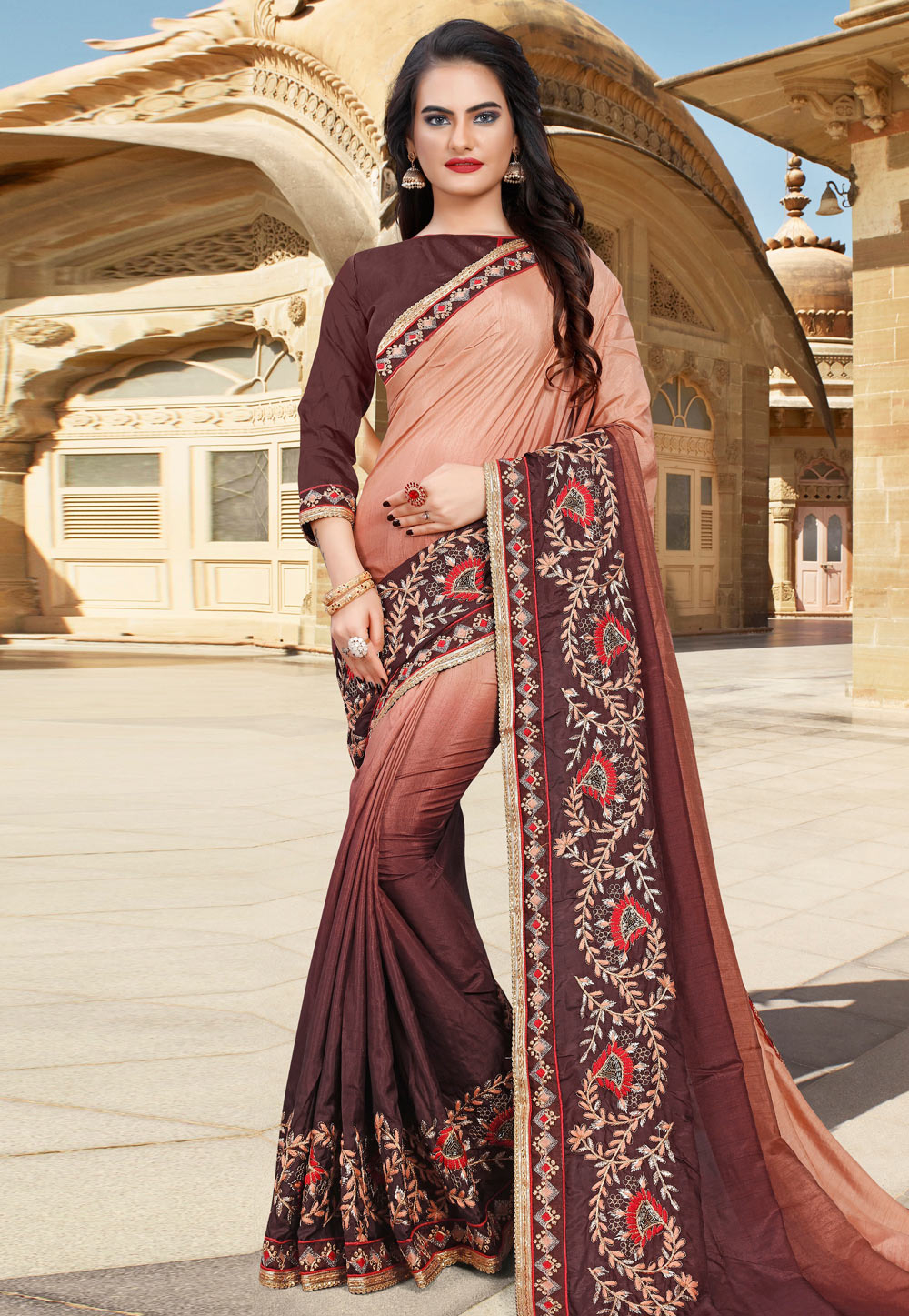 Brown Silk Festival Wear Saree 204549