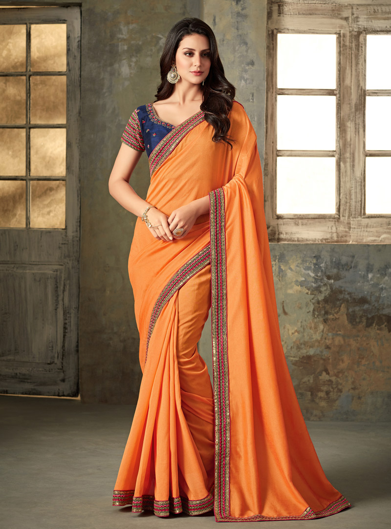 Orange Silk Saree With Blouse 143378