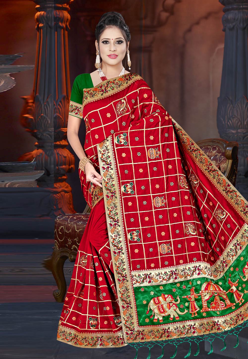 Red Silk Festival Wear Saree 216779