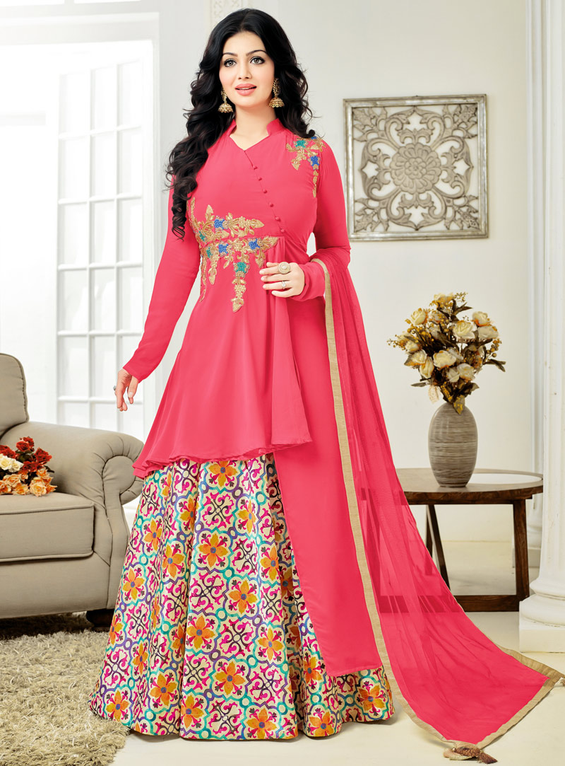 Ayesha Takia Pink Cotton Designer Lehenga With Long Choli 96437