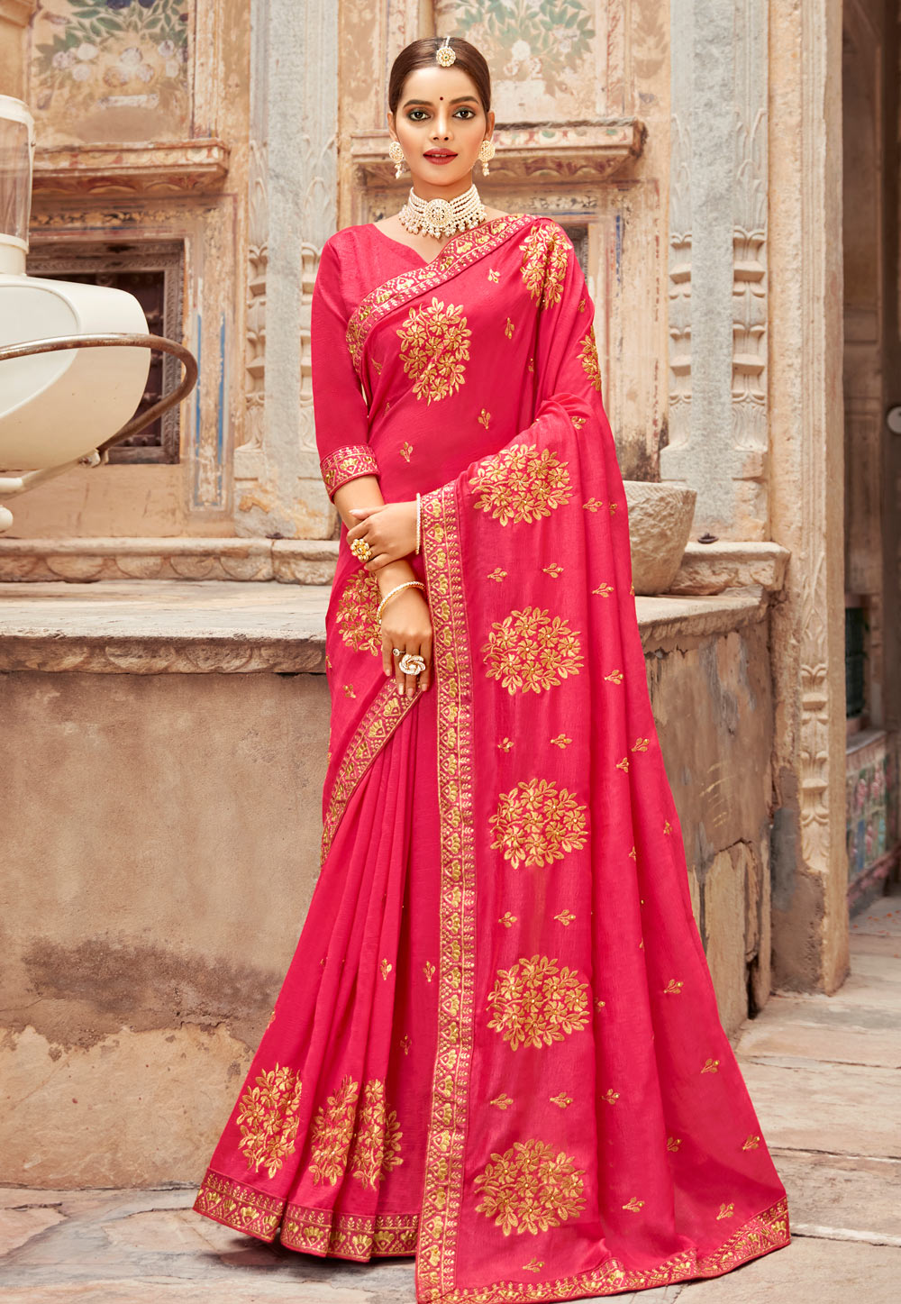 Pink Silk Saree With Blouse 247750