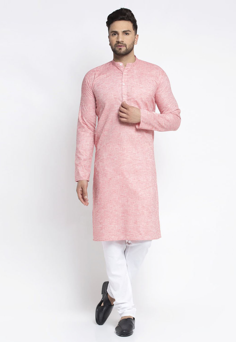 Pink Cotton Kurta Pajama 231284