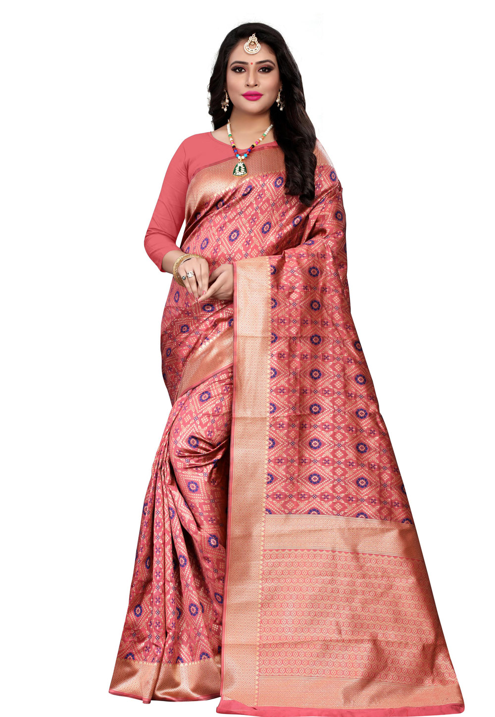 Pink Banarasi Silk Festival Wear Saree 199385
