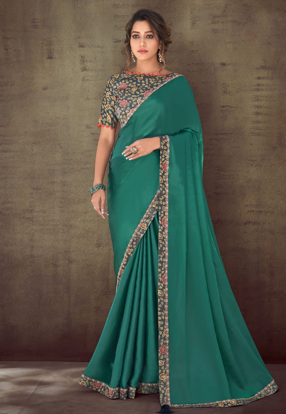 Green Organza Saree With Blouse 254468