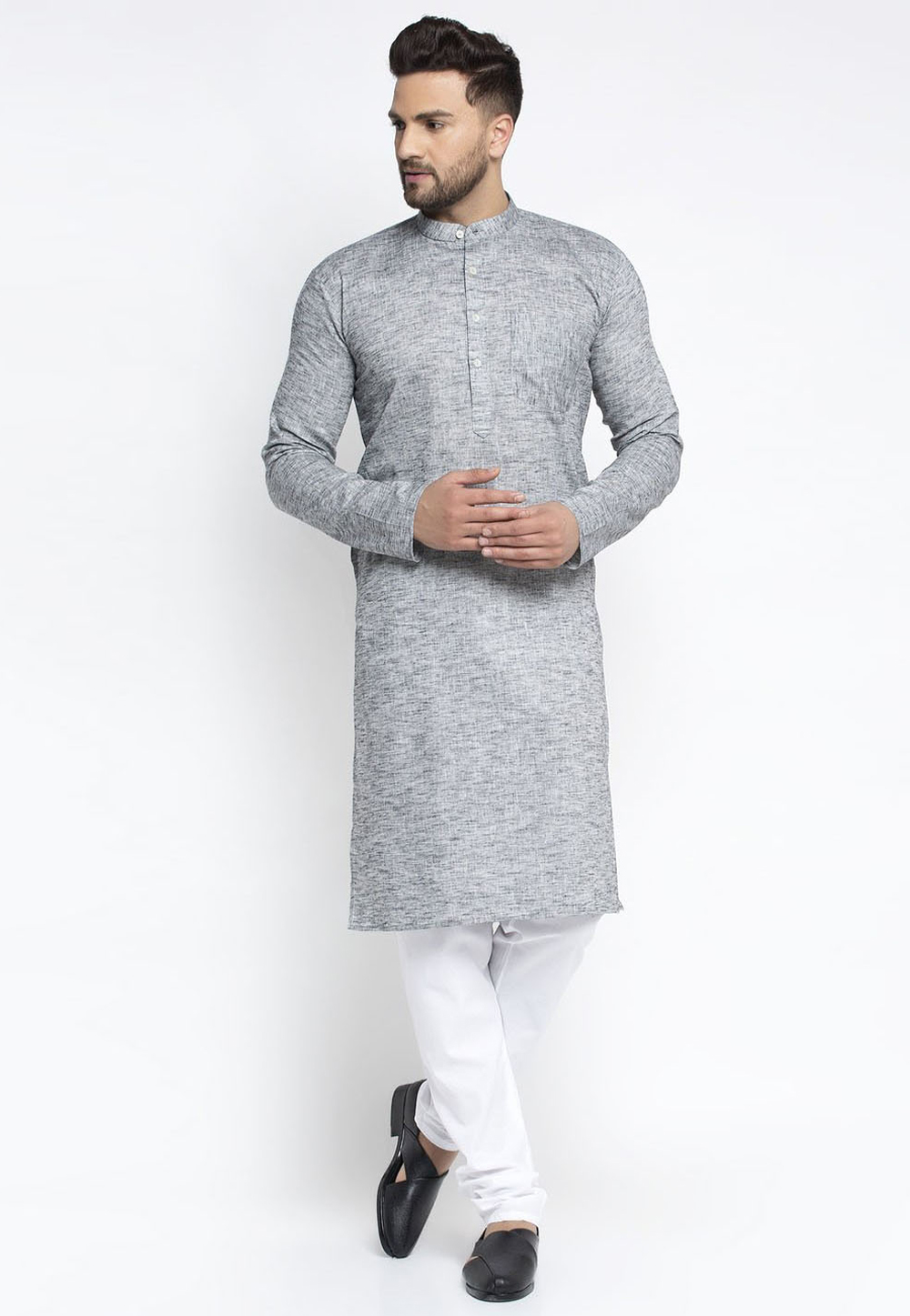 Grey Cotton Kurta Pajama 231286