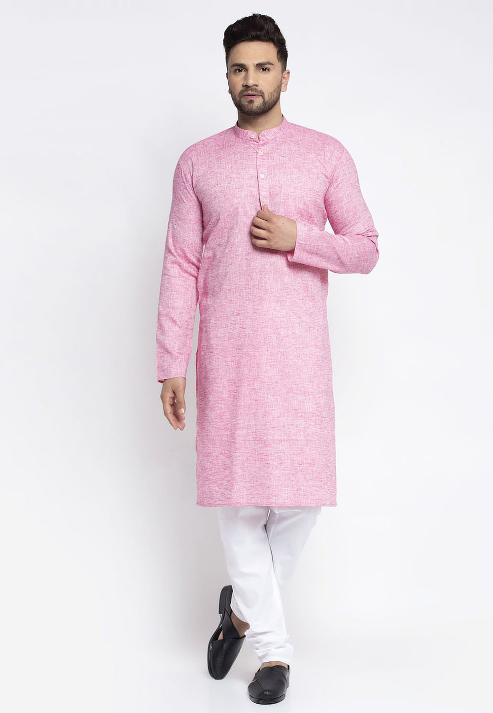 Pink Cotton Kurta Pajama 231288