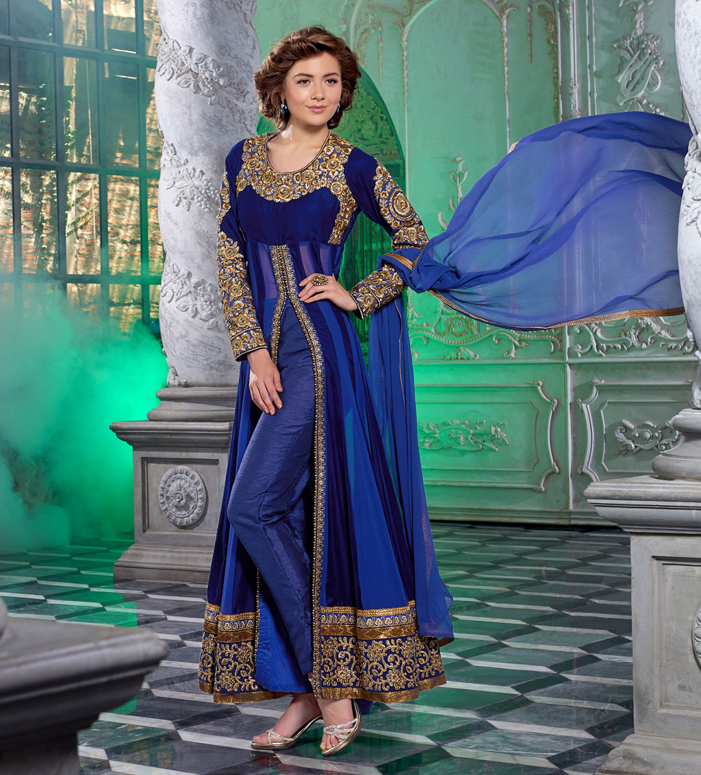 Blue Pure Georgette Designer Anarkali Suit 57617