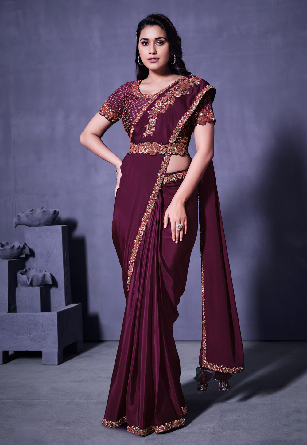 Floral Crepe Georgette Saree With Blouse