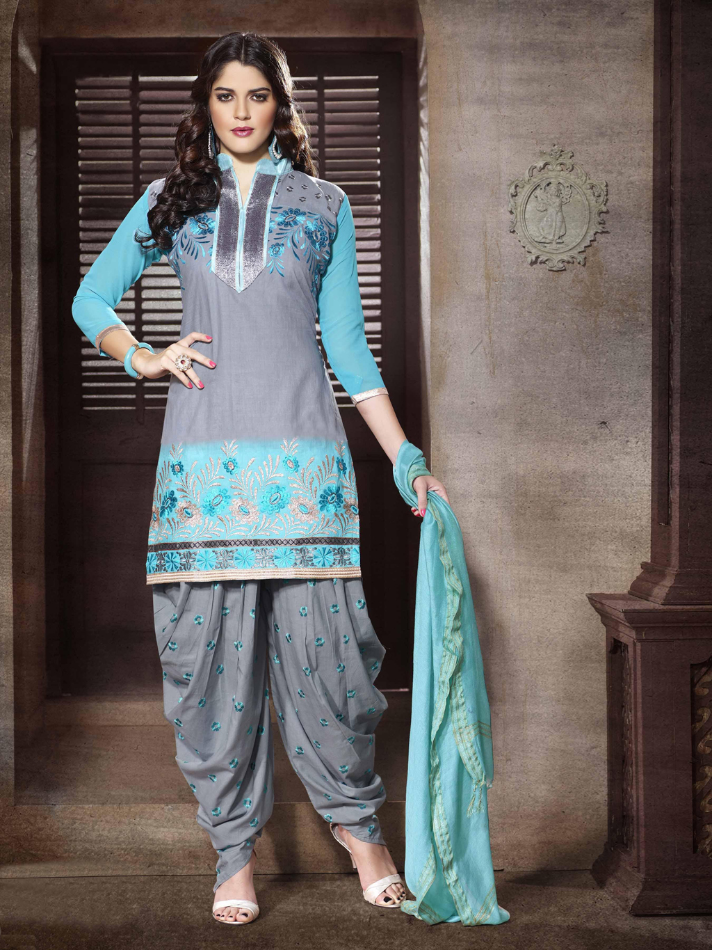 Gray colour punjabi suit best sale