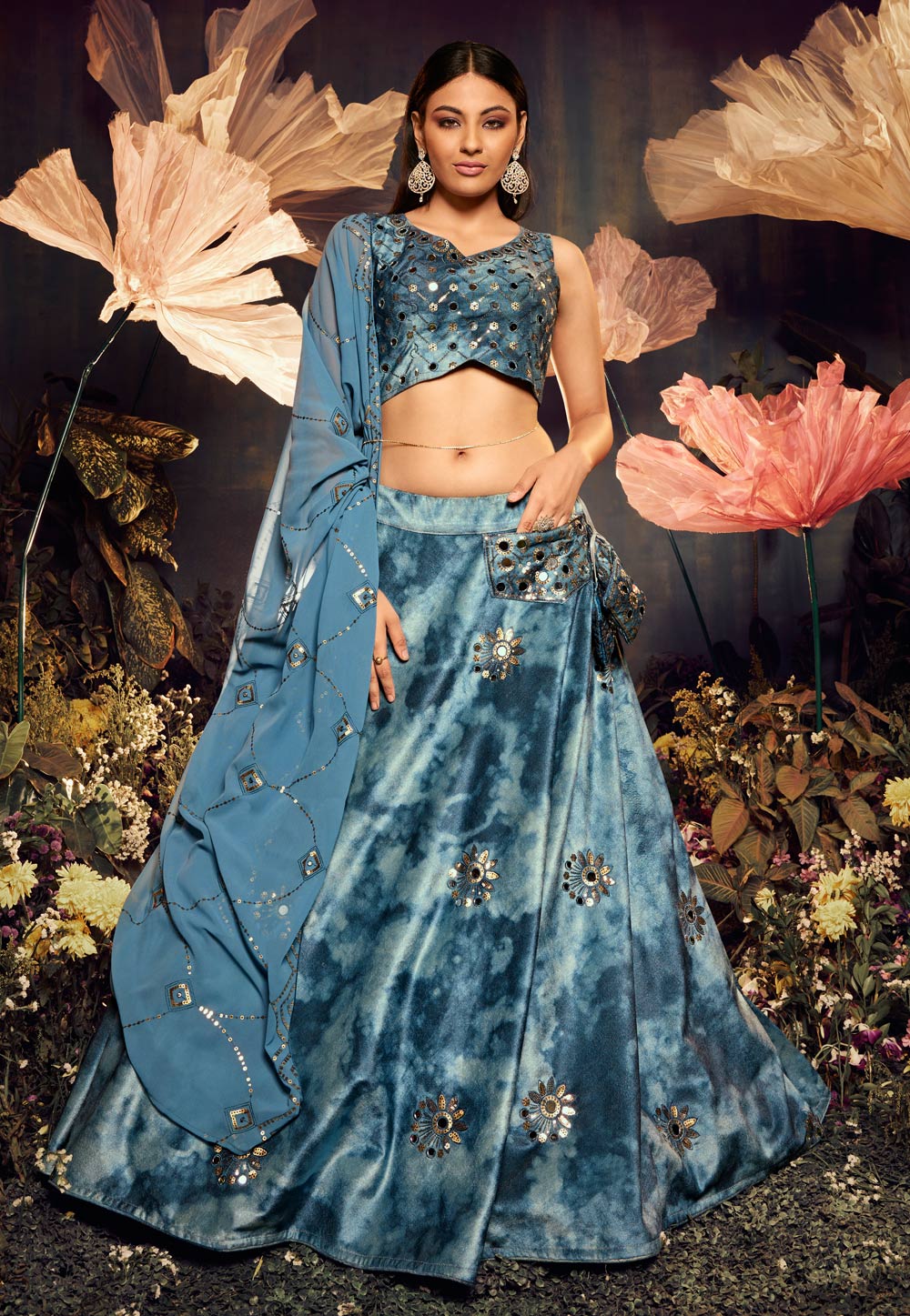 Buy Sleeveless Velvet Lehenga Sets for Women Online in India - Indya