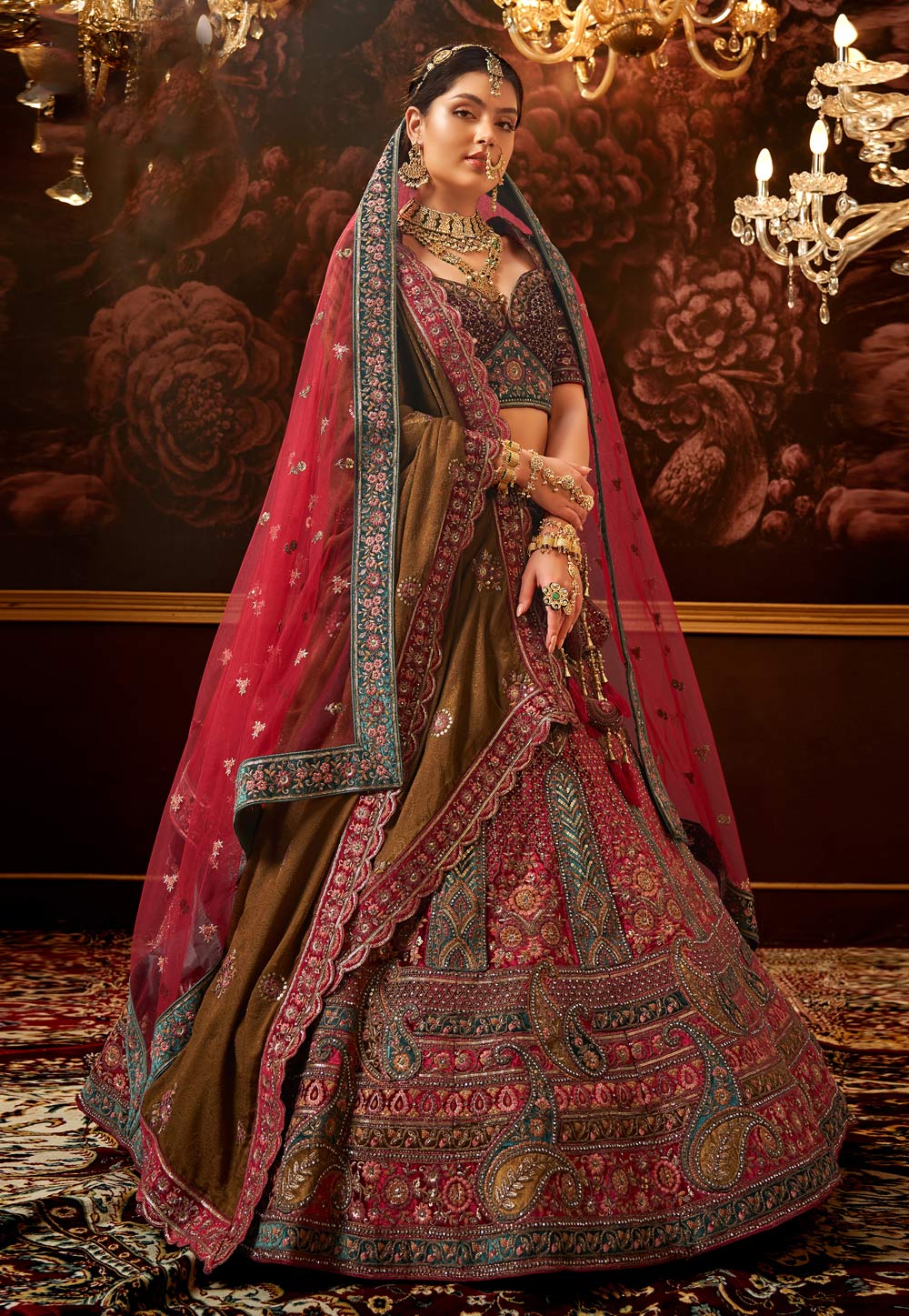 Semi Stitched Rani Pink Raw Silk Bridal Partywear Lehenga Choli NAK518 –  Ethnic's By Anvi Creations